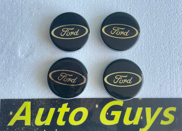 Set of 4 Ford Black Blue Badge 62mm Wheel Center Caps