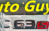 1 x Matte Black Red C63s S Sticker Emblem Badge for C63s Mercedes benz