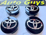 4 Pieces 61mm 62mm Toyota Wheel Center Caps Black Silver