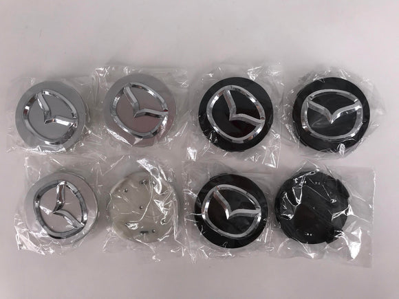 4X Black & Sliver Mazda Wheel Hub Center Caps 55 mm