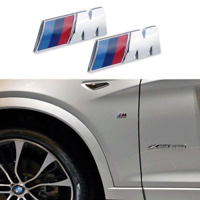 2x BMW M Sport Emblem Chrome Black Sticker Side Car M Power Badge 4.5 x 1.5cm