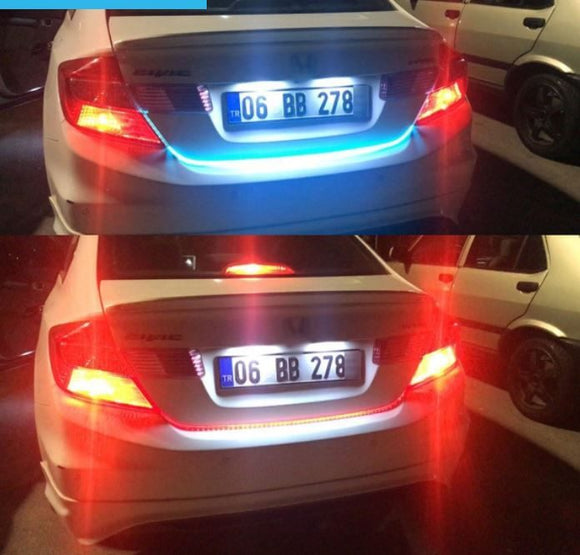 4 Color Flow Type LED Strip Tailgate Turning Signal Lights Bar Trunk Strips