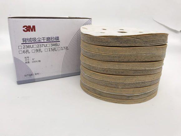 3M 100pcs 150mm Sanding paper / Discs Film 236U Hole:7 EA P320 / P240