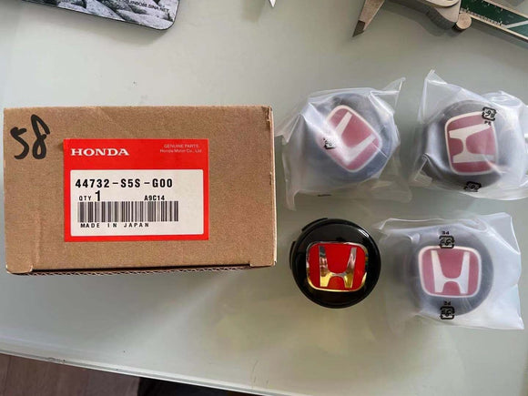 Type R Series Red HONDA Wheel Center Hub Caps 57mm 58mm