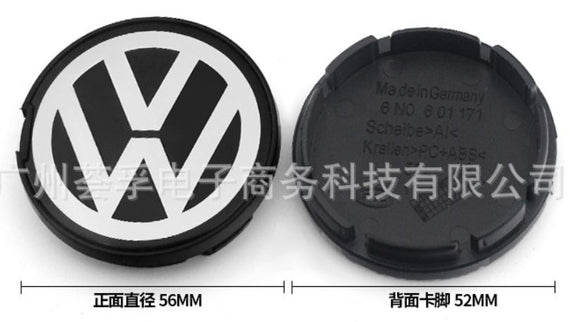 VW Wheel Centre hub Cap Badges 56mm x 1 Black