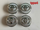 4 Pieces 56mm 57mm Toyota Silver/Black/Matt Black Wheel Center Caps Cap Badge