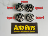 4Pcs 56mm Volkswagen VW Wheel Centre hub Cap Badges Black