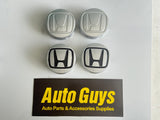 4pcs Honda Wheel Centre Caps Silver Black Long Clips Hub Caps Badge 56mm