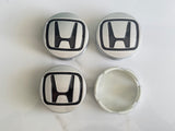 4pcs Honda Wheel Centre Caps Silver Black Long Clips Hub Caps Badge 56mm