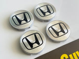4pcs Honda Wheel Centre Caps Hub Caps Badge Silver Black 56mm