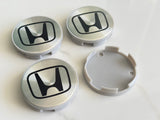 4pcs Honda Wheel Centre Caps Hub Caps Badge Silver Black 56mm