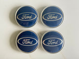 4Pcs Ford Wheel Center Caps Hub Badge Blue & Silver 62mm 63mm