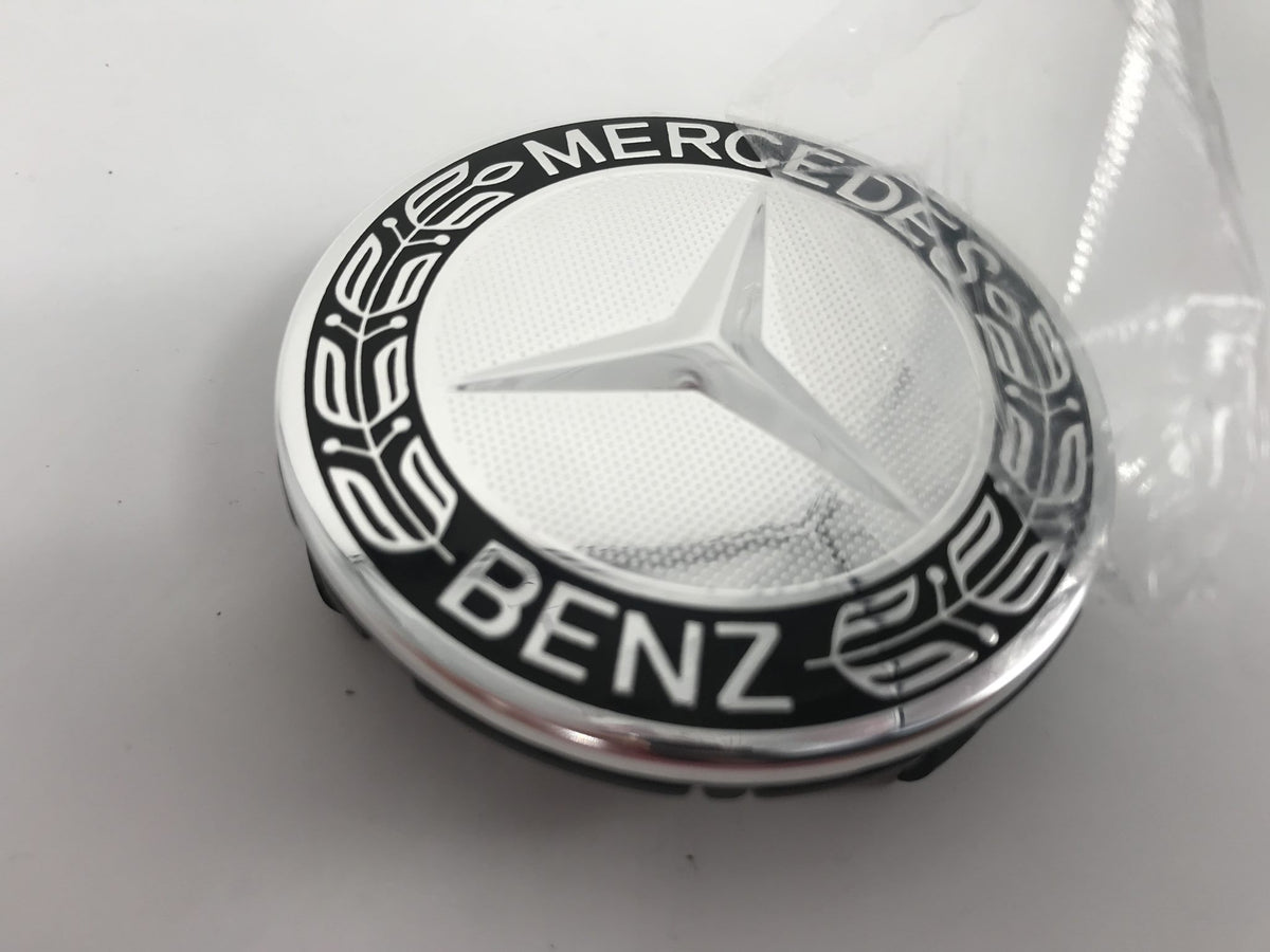 4-Pack Blue Mercedes-Benz Style Wheel Center Caps – 75mm, Chrome & ABS, Glossy Finish, No Tools Required