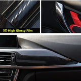 1m x 1.52m 5D Gloss Carbon Fiber Wrap Vinyl Bubble Free & 2x Blade to Cut