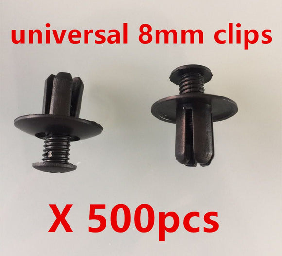 500pcs X Universal 8mm Hole Black Plastic Rivet Trim Panel Fastener Screw Clips