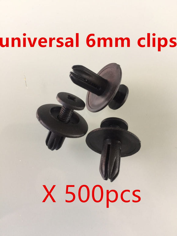 500pcs X Universal 6mm Hole Black Plastic Rivet Trim Panel Fastener Screw Clips