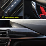 1meter*152mm 5D Gloss Carbon Fiber Wrap Vinyl Bubble Free