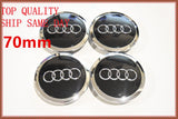 4 Pcs, Audi Black Chrome Logo Center Wheel Hub Cap 68 69 70mm A3, A4, A5, A6, S4